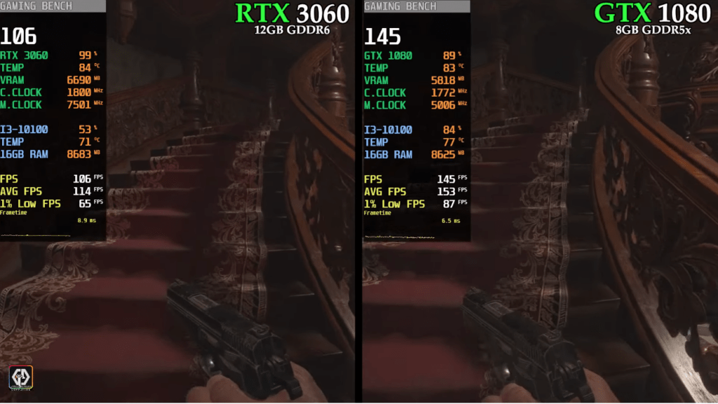 Сравнение видеокарт в играх: GeForce GTX 1080 vs RTX 3060